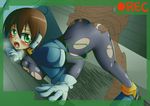  aile ass blush bodysuit breasts brown_hair clothed_sex green_eyes mega_man mega_man_zx rape recording rockman rockman_zx saliva sex torn_clothes 