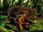  ????? feline feral helmet human jaguar jungle kiske_7key male mammal mayan moss scar sword tree trees warpaint weapon wood 