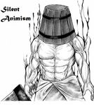  abs bucket cosplay helmet kisume kisume_(cosplay) lowres male_focus muscle pyramid_head shirtless silent_hill solo sword touhou weapon 