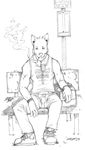  artdecade canine cigarette male mammal monochrome smoking solo wolf 