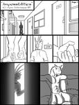  agro_antirrhopus agro_antirrhopus_(character) clothing comic door duo english_text greyscale hotel lizard male monochrome pants reptile scalie tail text 