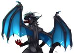  azelyn blood blue_eyes cat catdragon cyborg dragon dragoncat feline genderless hybrid kace looking_at_viewer looking_back mammal open_mouth plain_background post_vore siamese solo tail teeth vore white_background wings 