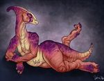  bethany_sellers claws dinosaur looking_at_viewer lying parasaurolophus scalie solo vera 