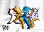  balls canine cum cum_in_ass cum_inside cumshot digimon erection eyes_closed foursome fox gabumon gay group group_sex interspecies male mammal orgasm orgy penetration penis sex unknown_artist veemon 