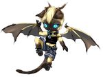  cat catdragon chibi clothing collar dragon dragoncat feline female horn horns hybrid kace kioa mammal pants plain_background siamese solo tail tongue white_background wings 