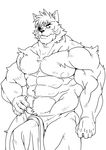  dandoo eye_patch feline male monochrome muscles nude solo tiger 