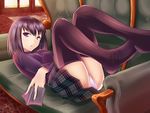  ass blush book breasts couch covered_nipples kuonji_alice kurukuru_(p!) legs lying mahou_tsukai_no_yoru miniskirt open_mouth panties purple_eyes purple_hair short_hair skirt small_breasts thighhighs turtleneck underwear 