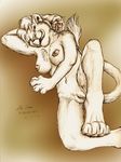  breasts feline female kalahari lion lying monochrome nude plump_labia pussy solo spread_legs spreading 