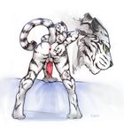  anus balls bent_over butt feline fudchan invalid_tag male mooning muscles nude penis pose precum presenting raised_tail solo tail tiger white_tiger zoom_layer 