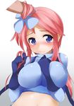  blue_eyes blush fuuro_(pokemon) gloves gym_leader hairjob midriff penis pokemon pokemon_(game) pokemon_bw red_hair solo_focus tera_zip 