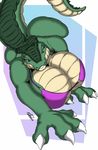  2009 bikini blue_eyes breasts claws crocodile female hyper hyper_breasts looking_at_viewer reptile scalie skimpy solo 