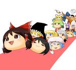  aki_shizuha alice_margatroid animal_ears bikkuru black_hair blonde_hair blue_hair brown_eyes brown_hair bunny_ears cirno closed_eyes commentary_request flandre_scarlet green_hair hakurei_reimu hat hoe horn horns hoshiguma_yuugi houraisan_kaguya ibuki_suika izayoi_sakuya kazami_yuuka kirisame_marisa maid_headdress medicine_melancholy no_humans patchouli_knowledge reisen_udongein_inaba remilia_scarlet ribbon shameimaru_aya silver_hair touhou wings wriggle_nightbug yagokoro_eirin yellow_eyes yukkuri_shiteitte_ne zun 