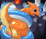  anal_insertion anal_penetration blush cave charmeleon coiling cum cum_in_pussy cum_inside dragonair duo female feral feral_on_feral fire insertion male nintendo open_mouth oze penetration penis pok&#233;mon pok&eacute;mon pussy saliva saliva_string scalie squeezing straight tail tail_sex tongue vaginal vaginal_penetration video_games zoe_(artist) 