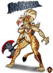  amazon axe barbaria barbarian blood breasts cheetah feline female hairstyle muscles nipples pussy shield skull solo unconvincing_armour unknown_artist warrior weapon 