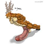  balls big_penis cervine cock_push-up collar deer erection hooves hyper male mammal muscles nude penis pose solo wolfiecanem 