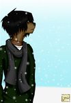  black_hair frankenfur hair hi_res male milo_nettle scarf snow solo stitches 