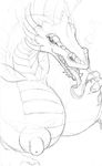 anthro big_breasts black_and_white breasts dragon female gideon hi_res huge_breasts monochrome plain_background scalie sketch white_background 