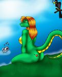  &hearts; breasts butt female fish lizard nude scalie side_boob sitting solo tail unknown_artist water 