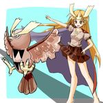  bird brown_eyes brown_hair cape cosplay duo female feral hair human long_hair mammal nintendo noctowl pok&#233;mon pok&#233;mon_trainer pok&eacute;mon ranphafranboise skirt video_games wings 