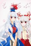  bangs fujiwara_no_mokou hat kamishirasawa_keine multiple_girls touhou wind yui_(calling_dr_love_m) 