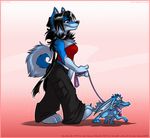  &hearts; &lt;3 canine collar dog dragon female furries_with_pets hida husky jen_seng leash mammal micro spunky spunky_(character) 