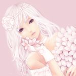  aida_mai bad_id bad_pixiv_id bare_shoulders choker dutch_angle flower gloves long_hair original pink solo white_hair 