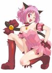  animal_ears boots bow cat_ears choker choobackers32 gloves knee_boots mew_ichigo momomiya_ichigo one_eye_closed one_knee pink_choker pink_hair red_gloves short_hair solo tail tail_bow tokyo_mew_mew 