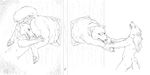  anthro canine hi_res hindpaw mammal manuka monochrome paws sketch stuck window wolf 