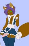  canine color crossdressing duster fox katsumifur maid maid_uniform male midriff onta peeking penis piercing skirt solo uncut 
