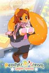  box clothed clothing cup cute female hot_chocolate mammal marshmallows mittens miu mug pastries peaches peaches_(miu) rodent scarf snow solo squirrel winter 