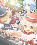  bad_id bad_pixiv_id blonde_hair blue_eyes blue_hair bow_(instrument) brown_hair danmaku hat instrument keyboard_(instrument) kurobuta_gekkan lunasa_prismriver lyrica_prismriver merlin_prismriver multiple_girls orange_eyes siblings sisters touhou trumpet violin yellow_eyes 