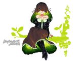  black_nails boots brown_hair green_eyes hair_over_one_eye lowres mushroom nail_polish omphalotus_japonicus oso-teki_kinoko_gijinka_zukan oso_(toolate) personification pixel_art solo 