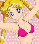  armpits bikini bishoujo_senshi_sailor_moon blonde_hair breasts cleavage sailor_moon scrunchie swimsuit tsukino_usagi twintails 