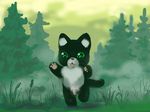  cat creepy_stalker_kitty cub feline forest green_eyes male mammal nude penis simplepale solo tree wood young 