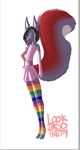  crossdressing dress enoki feminine leg_warmer male rainbow shion skirt skox socks solo tail 