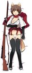  animal_ears arisaka bayonet bolt_action dakimakura full_body gun katou_keiko open_clothes panties rifle scarf shibafu_(glock23) skirt skirt_lift solo tail thighhighs underwear weapon world_witches_series 