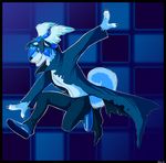  blue blue_eyes blue_hair canine coat goggles hair hean jumping male pants shownomercy solo wings 