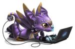  claws clock computer cute dragon dragoneer_(character) horn laptop male plain_background silverfox5213 solo spikes tail white_background wire young 