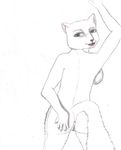  breasts butt cat drawn feline female looking_at_viewer nude pussy side_boob standing tail tongue 
