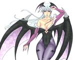  breasts capcom cleavage darkstalkers demon_girl eyeshadow head_wings headwings lipstick makeup morrigan_aensland succubus vampire_(game) 