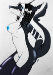  black_hair blue_eyes breasts evangeline female hair jabbergin marine nude shark side_boob solo 