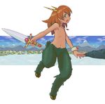  ambiguous_gender hooves horns mawaru nude satyr solo sword weapon young 
