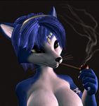 breasts canine female fox hair krystal mammal nintendo pipe smoking star_fox unknown_artist video_games vixen whiskers 