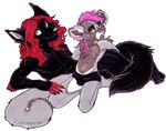 anthro canine duo gay hair holly_massey male mammal pink_hair plain_background red_hair tail underwear white_background wolf 