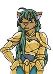 armor breasts dragonpen feline female gold_saint mammal plain_background saint_seiya transparent_background unconvincing_armor 