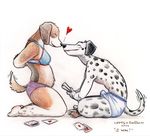  &hearts; beagle boxers bra bulge canine chris_goodwin cute dalmatian dog erection female imminent_sex male nuzzle panties penis poker strip_poker striped_panties suggestive tailwag underwear undressing 