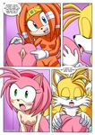  anal anthro bed blush breasts canine comic echidna female fox hedgehog licking mammal miles_prower mobian nipples nude oral palcomix pussy rimming sega sonic_(series) tails tikal_the_echidna tongue unknown_artist 