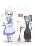  casual cirno contemporary koukou_(climacool) letty_whiterock multiple_girls shovel snow snowman touhou utah 