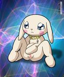  blue_eyes breasts canine censored cub digimon dog female mammal pussy salamon solo spread_legs spreading young 