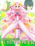  1girl black_hair brooch choker coupe creature cure_flower dress flower glasses green_eyes hair_flower hair_ornament hanasaki_kaoruko hanasaki_sora heart heartcatch_precure! horn jewelry long_hair magical_girl pink_eyes pink_hair precure red_eyes ribbon sekken_kasu_barrier shosei smile thighhighs very_long_hair wrist_cuffs 